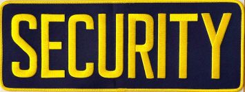 SECURITY BACK PATCH - MD GOLD ON NAVY - SEW ON.